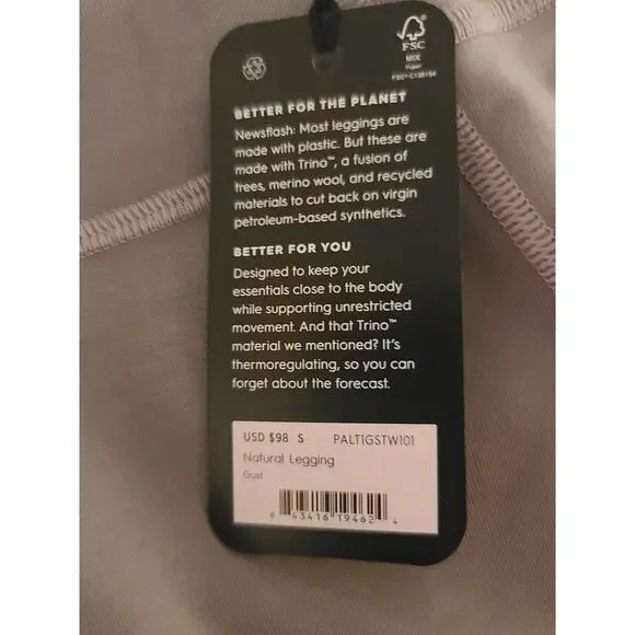 NWT allbirds Women's Natural Leggings - SMALL - grey / gust - SMALL - Picture 4 of 5